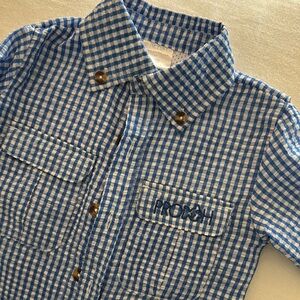 Prodoh Lightweight Blue Checkered Toddler Boys Shirt 2T